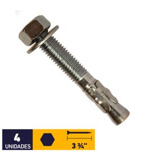 Perno Anclaje + Tuerca + Golilla 1/2 x 3 3/4" 4 un