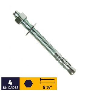 Perno Anclaje + Tuerca + Golilla 1/2 x 5 1/2" 4 un