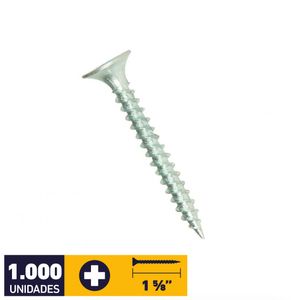Tornillo Volcanita Metal Punta Fina #6 x 1 5/8" 1000 un Zincado