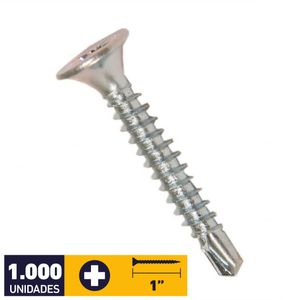 Tornillo Autoperforante Trompeta Punta Broca #6 x 1" 1000 un Zincado