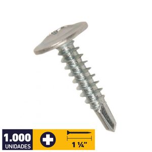 Tornillo Volcanita Metal Punta Broca Zincado #6 x 1 1/4" 1000 un