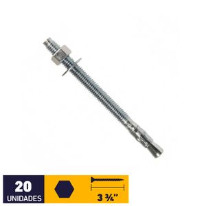 Perno Anclaje + Tuerca + Golilla 1/2 x 3 3/4" 20 un
