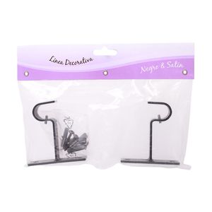 Soporte Cortina Simple 19 mm Negro 2 un