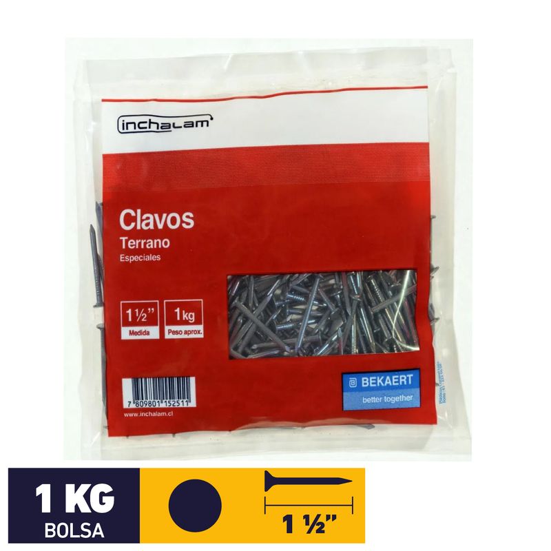 Bolsa De 1kg De Clavos Para Madera Con Cabeza 1-1/4 Pul