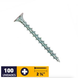 Tornillo Volcanita Madera CRS #6 x 2 1/4" 100 un Zincado