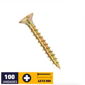 Tornillo Madera Aglomerada 4 x 15 mm 100 un