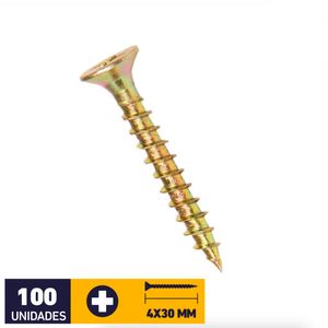 Tornillo Madera Aglomerada 4 x 30 mm 100 un