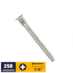 Tornillo Soberbio 3/16 x 1 1/2" 250 un + Punta Phillip Zincado
