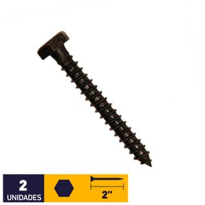 Tirafondo Hexagonal 1/4 x 2" Negro 2 un