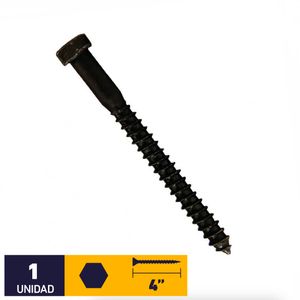 Tirafondo Hexagonal 3/8 x 4" Negro 1 un