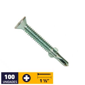 Tornillo Autoperforante Con Alas Punta Broca #10 x 1 1/2" Zincado 100 un