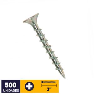 Tornillo Volcanita Madera CRS #8 x 3" 500 un Zincado