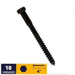 Tirafondo Hexagonal 5/16 x 4" Negro 10 un