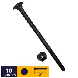 Perno Coche + Tuerca 1/4 x 2" Negro 10 un