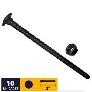 Perno Coche + Tuerca 5/16 x 3" Negro 10 un