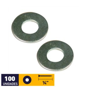 Golilla Plana Ancha 1/4" Zincado 100 un