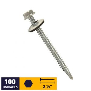 Tornillo Autoperforante Golilla Hexagonal Punta Broca #12 x 2 1/2" Zincado 100 un