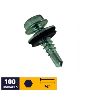 Tornillo Autoperforante Golilla Hexagonal Punta Broca #10 x 3/4" Zincado 100 un