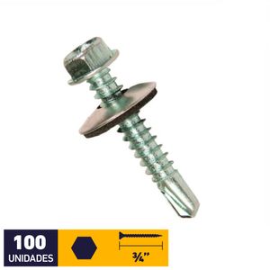 Tornillo Autoperforante Golilla Hexagonal Punta Broca #12 x 3/4" Zincado 100 un