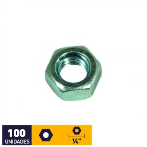 Tuerca Hexagonal 1/4" Zincado 100 un