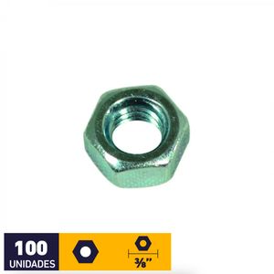 Tuerca Hexagonal 3/8" Zincado 100 un