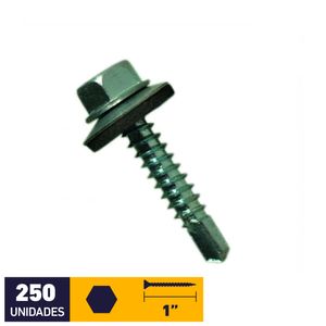 Tornillo Autoperforante Golilla Hexagonal Punta Broca #10 x 1" Zincado Pote 250 un