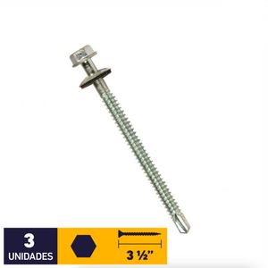 Tornillo Autoperforante Golilla Hexagonal Punta Broca 1/4 x 3 1/2" Zincado 3 un