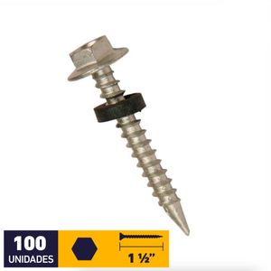 Tornillo Golilla Hexagonal Aro Punta Espada #10 x 1 1/2" 100 un