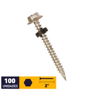 Tornillo Golilla Hexagonal Aro Punta Espada #10 x 2" 100 un