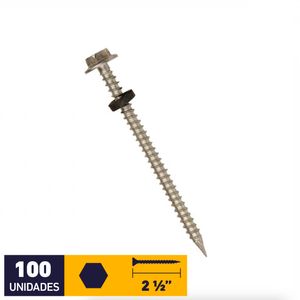 Tornillo Golilla Hexagonal Aro Punta Espada #10 x 2 1/2" 100 un