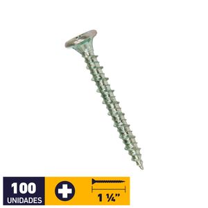 Tornillo Autoavellanante Punta Fina #6 x 1 1/4" 100 un Zincado