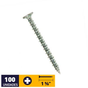 Tornillo Autoavellanante Punta Fina #6 x 1 5/8" 100 un Zincado
