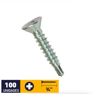 Tornillo Autoavellanante Punta Broca #6 x 3/4" 100 un Zincado