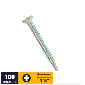 Tornillo Autoavellanante Punta Broca #6 x 1 1/4" 100 un Zincado