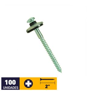 Tornillo Golilla Hexagonal Punta Fina #10 x 2" Zincado 100 un