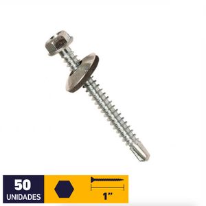 Tornillo Autoperforante Golilla Hexagonal Punta Broca #12 x 1” Zincado 50 un