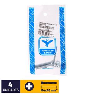 Perno Cocina + Tuerca + Golilla M4 x 40 mm 4 un Zincado