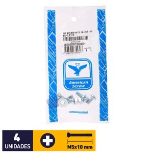 Perno Cocina + Tuerca + Golilla M5 x 10 mm 4 un Zincado