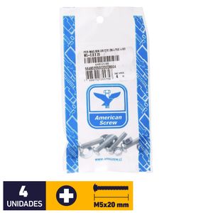 Perno Cocina + Tuerca + Golilla M5 x 20 mm 4 un Zincado