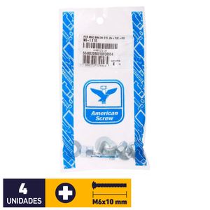 Perno Cocina + Tuerca + Golilla M6 x 10 mm 4 un Zincado