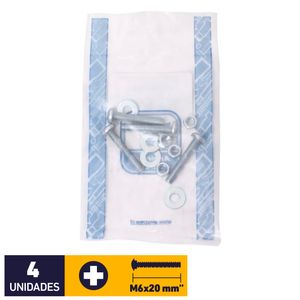 Perno Cocina + Tuerca + Golilla M6 x 20 mm 4 un Zincado
