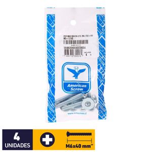 Perno Cocina + Tuerca + Golilla M6 x 40 mm 4 un Zincado