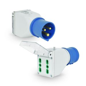 Adaptador Industrial 2 P + T 16 A 250 V Blanco Y Azul