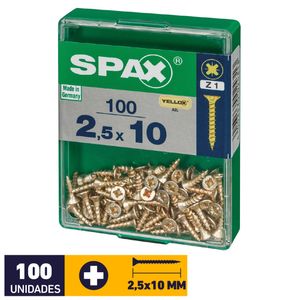 Tornillo Spax Plana Pozidrive Yellox #2,5 x 10 mm 100 un
