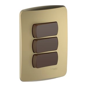 Placa Armada Interruptor 9/12 Triple 10 A Miluz Dorado