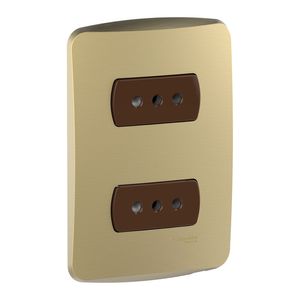 Placa Armada Enchufe Doble 10 A Miluz Dorado