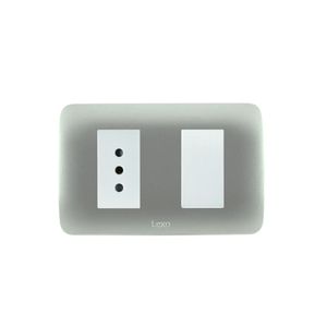 Placa Armada Interruptor 9/12 + Enchufe 10 A Plata