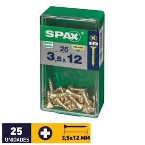 Tornillo Spax Plana Pozidrive Yellox #3,5 x 12 mm 25 un