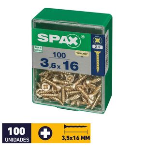 Tornillo Spax Plana Pozidrive Yellox #3,5 x 16 mm 100 un