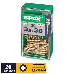 Tornillo Spax Plana Pozidrive Yellox #3,5 x 30 mm 20 un